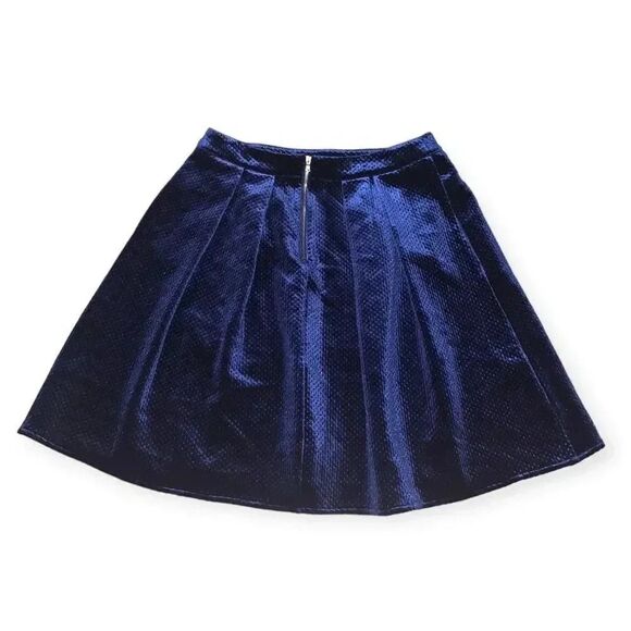 Worthington Novelty Pleated Blue Velvet Skirt Size 8 Medium Short A Line - Picture 5 of 5